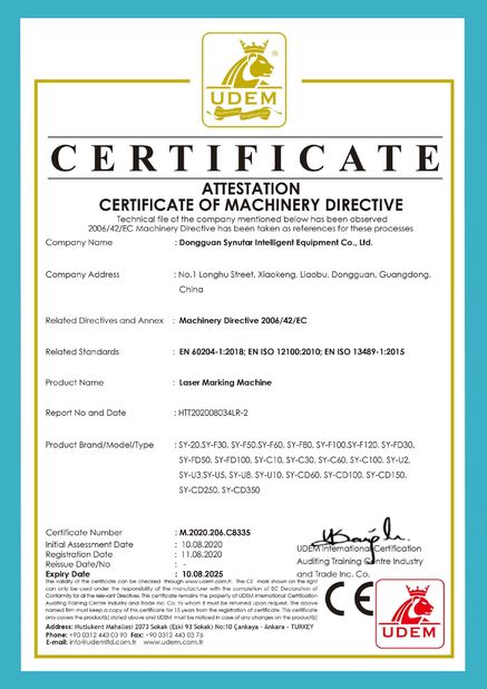 China Dongguan Synutar Intelligent Equipment Co., Ltd. certificaten
