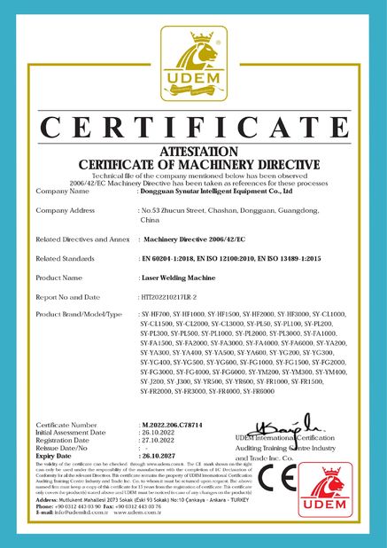 China Dongguan Synutar Intelligent Equipment Co., Ltd. certificaten